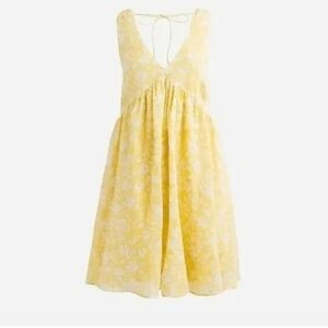 J. Crew Swingy V Neck Mini Dress Pale Yellow Tossed Floral Size Medium NWT